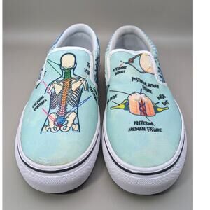 Groove Bags Blue Canvas Slip On Sneakers Spine Anatomy Size 6.5 M